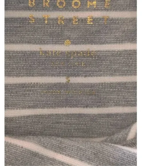 Broom Street Kate Spade Striped Long Sleeve Dress High Neck Gray Peplum Size S - Picture 7 of 7